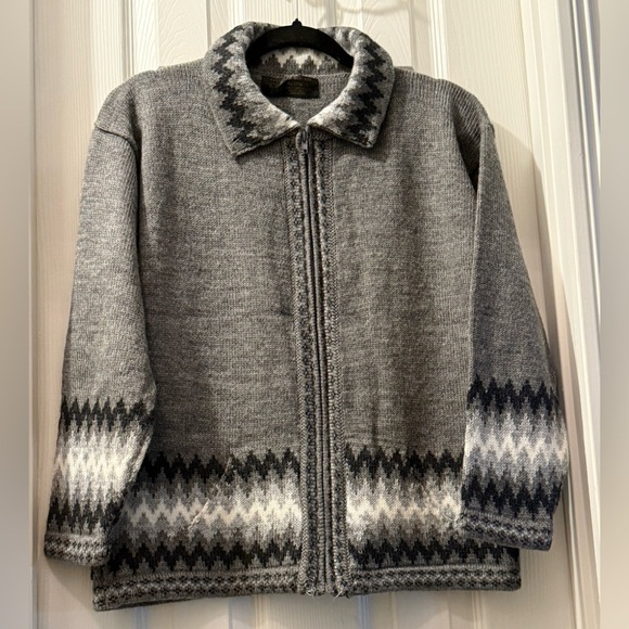 ARTE INKA-BERFASS Sweater, alpaca wool, fair isle, cardigan, zippered, pockets - Picture 1 of 4